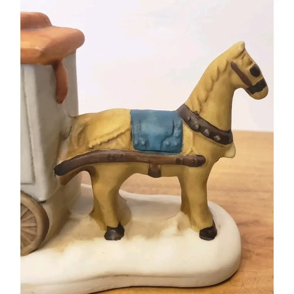 Vintage Christmas Village‎ Barclay Bakery Cart Carriage Figurine w/ Horse